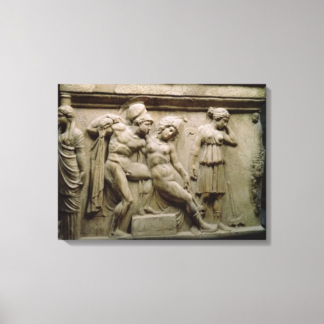 Toile Greek Sarcophagus with a Scene showing the Battle (Recto)