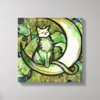 Green Ivy Chat Lune Enfant Art Luna Chats
