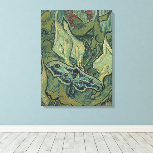 Toile Green Peacock (Empereur) Moth de Vincent van Gogh (Insitu (Plancher de Bois))