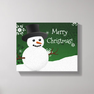 Toile Green Snowman Winter Scène Christmas Canvas Imprim