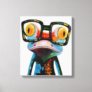 Toile Grenouille à lunettes de Hipster