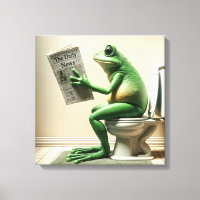 Grenouille Verte Assis Sur Toilette