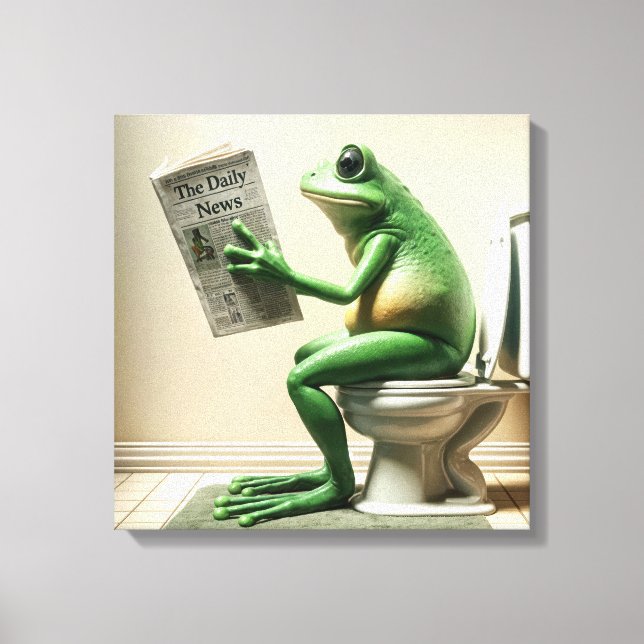 Toile Grenouille Verte Assis Sur Toilette (Recto)