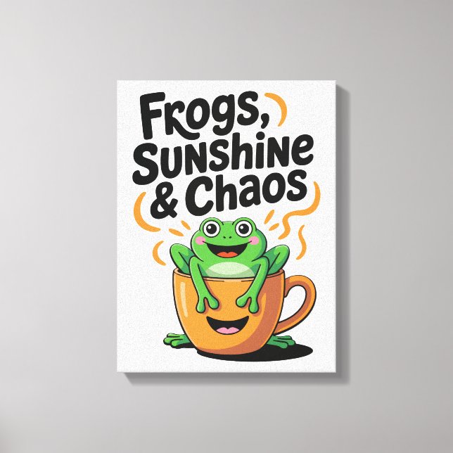 Toile Grenouilles, soleil et chaos - Cute Frog en Coffee (Recto)