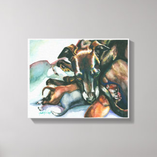 Toile Greyhound italien avec des chiots nouveau-nés