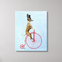 Greyhound sur Red Penny Farthing Bike