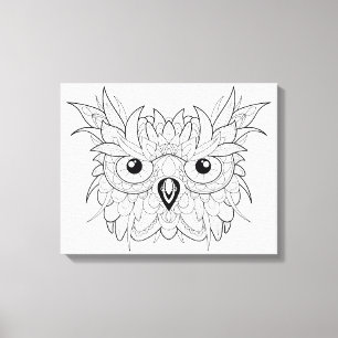 Toile Griffonnage mignon 6 de portrait de hibou