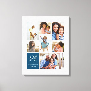 Toile Grille de collage photo multiple monogramme et fam