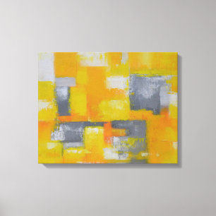Toile gris jaune blanc moderne peinture abstraite