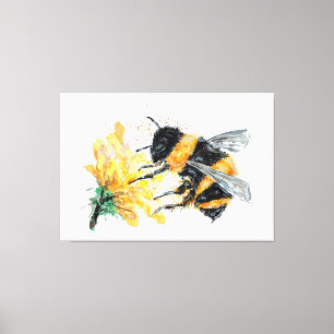 Toile Grosse abeille récoltant du pollen de fleur