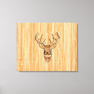Toile Grotte blanche Cerf de bois Grain style graphique