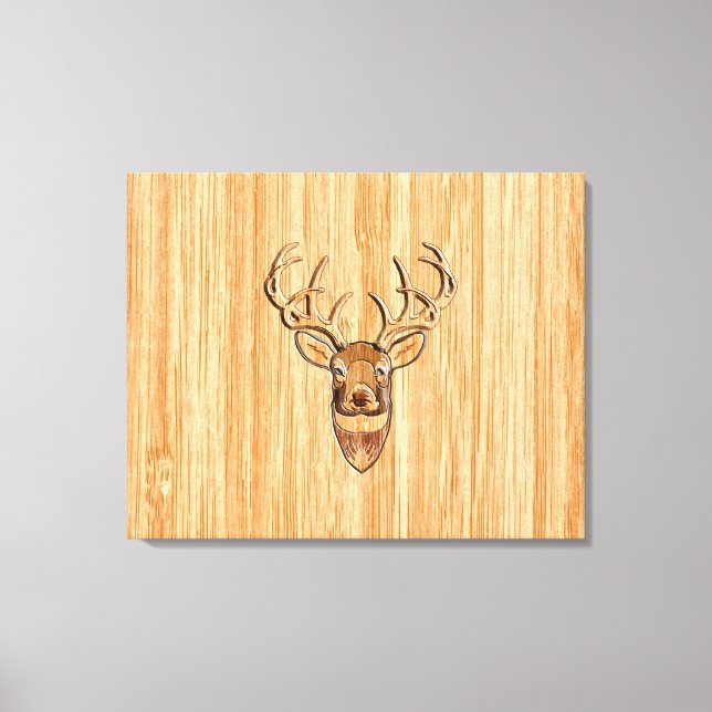 Toile Grotte blanche Cerf de bois Grain style graphique (Recto)