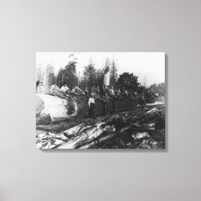 Toile Groupe de Lumberjacks sur une grande photo en rond (Recto)
