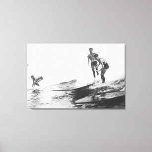 Toile Groupe de surfeurs en Honolulu, Hawaii Surfing