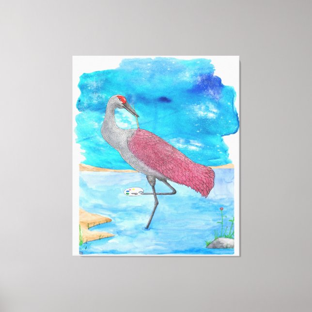 Toile Grue Artiste Art Of Life Series | Flamant rose drô (Recto)