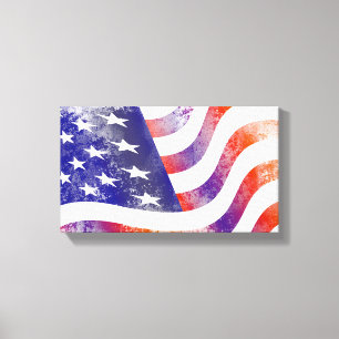 Toile Grunge patriotique flottante drapeau américain, Ol