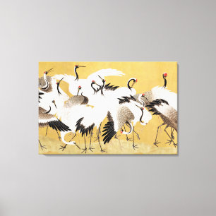 Toile Grupe de grues japonaises Vintage Oiseau Riche Cla