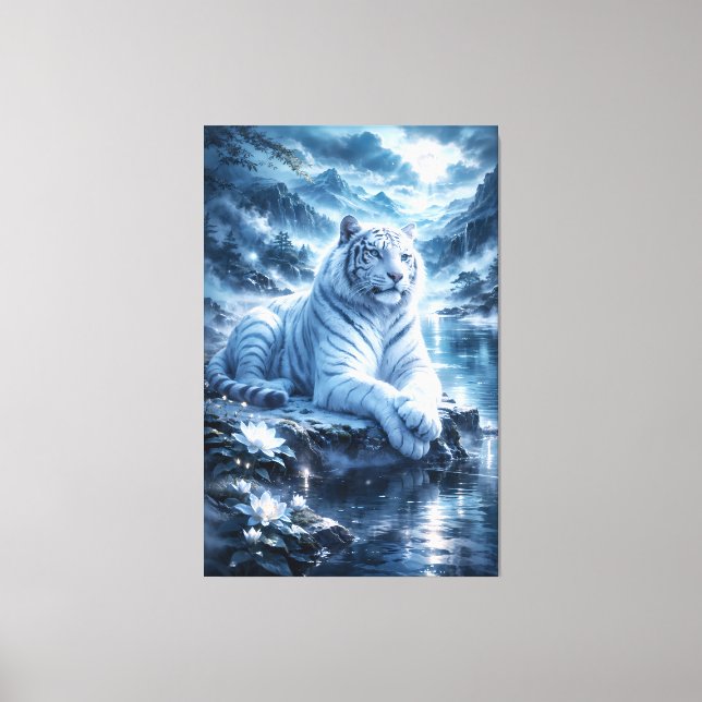 Toile Guardian White Tiger – Silent Strength and Gentle  (Recto)