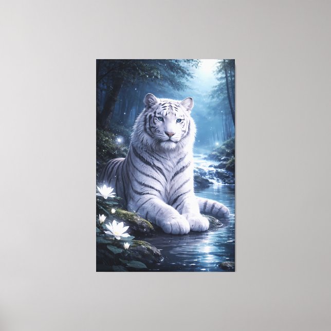 Toile Guardian White Tiger – Silent Strength and Gentle  (Recto)