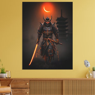 Toile Guerrier Futuriste Samouraï Cyberpunk
