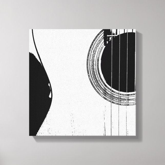 Toile Guitare Abstrait moderne noir et blanc (Recto)