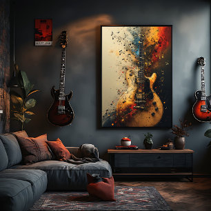 Toile Guitare Électrique Peinture Éclaboussée Musique Ro