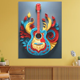Toile Guitare Imaginaire colorée