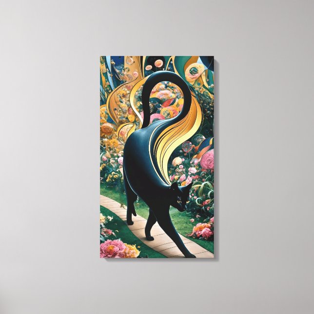 Toile Gustav Klimt Chat noir dans un jardin de fleurs, A (Recto)
