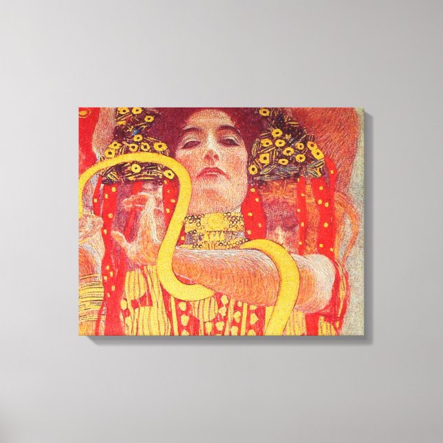 Toile Gustav Klimt Red Woman Gold Snake Peinture (Recto)