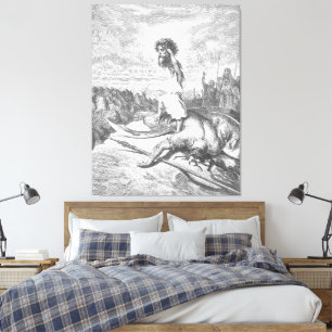 Toile Gustave Doré - David terrasse Goliath