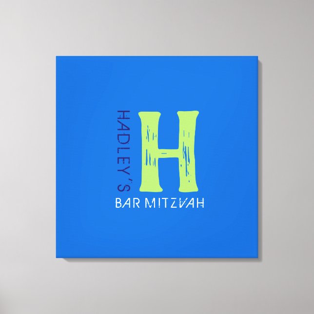 Toile H Monogramme Premier Bat mitzvah de barre Carte d' (Recto)