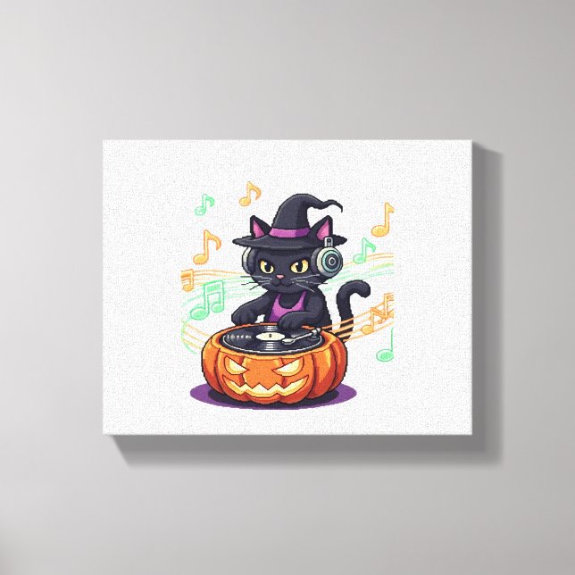 Toile Halloween chat Dj T-shirt surdimensionné (Recto)