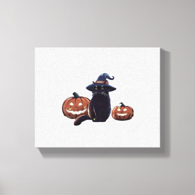 Toile Halloween chat noir T-shirt trop grand (Recto)