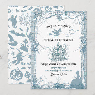 Toile Halloween chateau Wedding Invitation