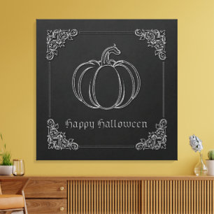 Toile Halloween Citrouille en argent