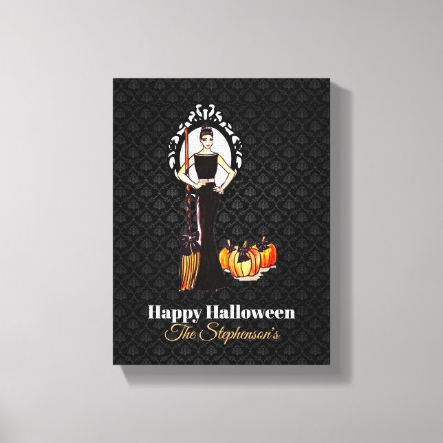 Toile Halloween Classic Élégante Robe Noire Longue (Recto)