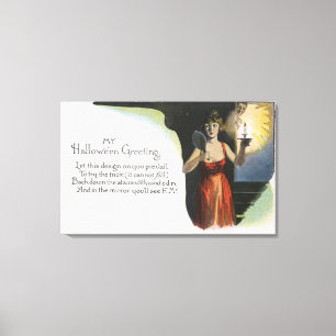 Toile Halloween GreetingWoman avec la bougie