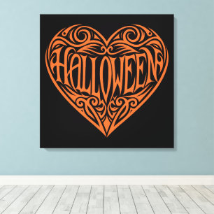 Toile Halloween Heart, Cœur Orange, Vacances