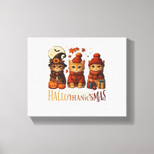 Toile Halloween Thanksgiving Noël Happy HalloThanks (Recto)