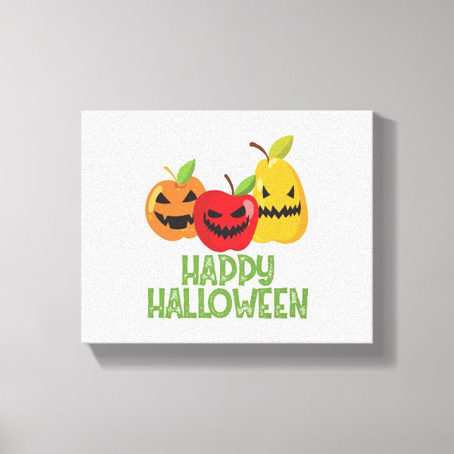 Toile Halloween Vegan Happy Halloween Citrouille Végétar (Recto)