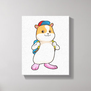 Toile Hamster en tant qu'étudiant avec sac à dos et Casq