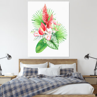 Toile Hana hou ! (Blanc) Arrangement de fleurs hawaïenne