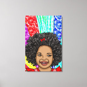 Toile Happy Curls Pop Art Laughl Girl