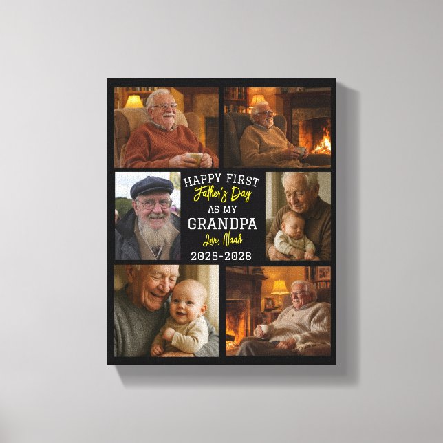 Toile Happy First Grandpa Day Photo Collage (Recto)