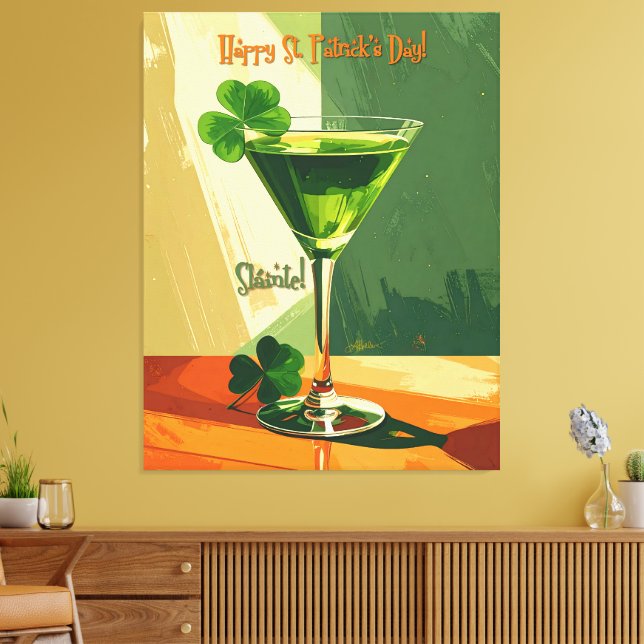 Toile Happy St. Patrick's Day Shamrock Martini  (Insitu(Salon))