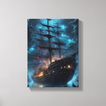 Haunted Ghost Ship at Night Imaginaire