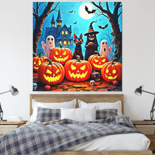 Toile Haunted Halloween conception de nuit