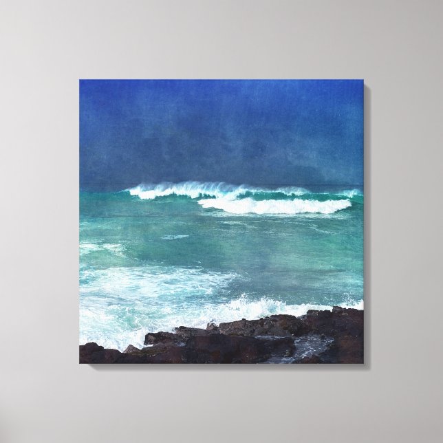 Toile Hawaii Aqua Blue Ocean Waves Surf Sea Water Storm (Recto)
