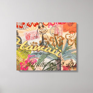 Toile Hawaii Hula Fleur Voyage Vintage