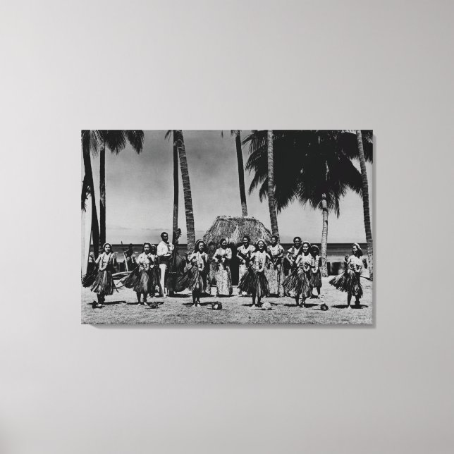 Toile Hawaii - Ligne de Hula Girls Dancing (Recto)